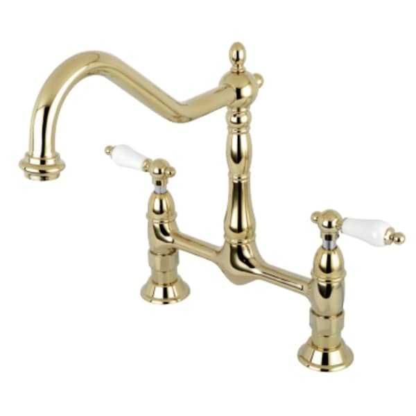 KS1172PL Heritage Bridge Kitchen Faucet, Polished Brass